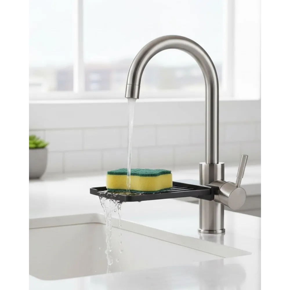 Musluğa Monte Süngerlik Damlama Özellikli Mutfak Organizatörü