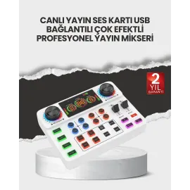 Çok Efektli Canlı Yayın Ses Mikseri Usb Ve Kablosu..