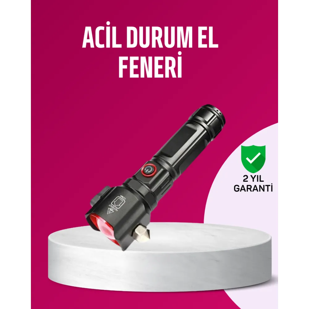 Acil Durum El Feneri Çekiç Ve Pusula Özellikli Güçlü Işık