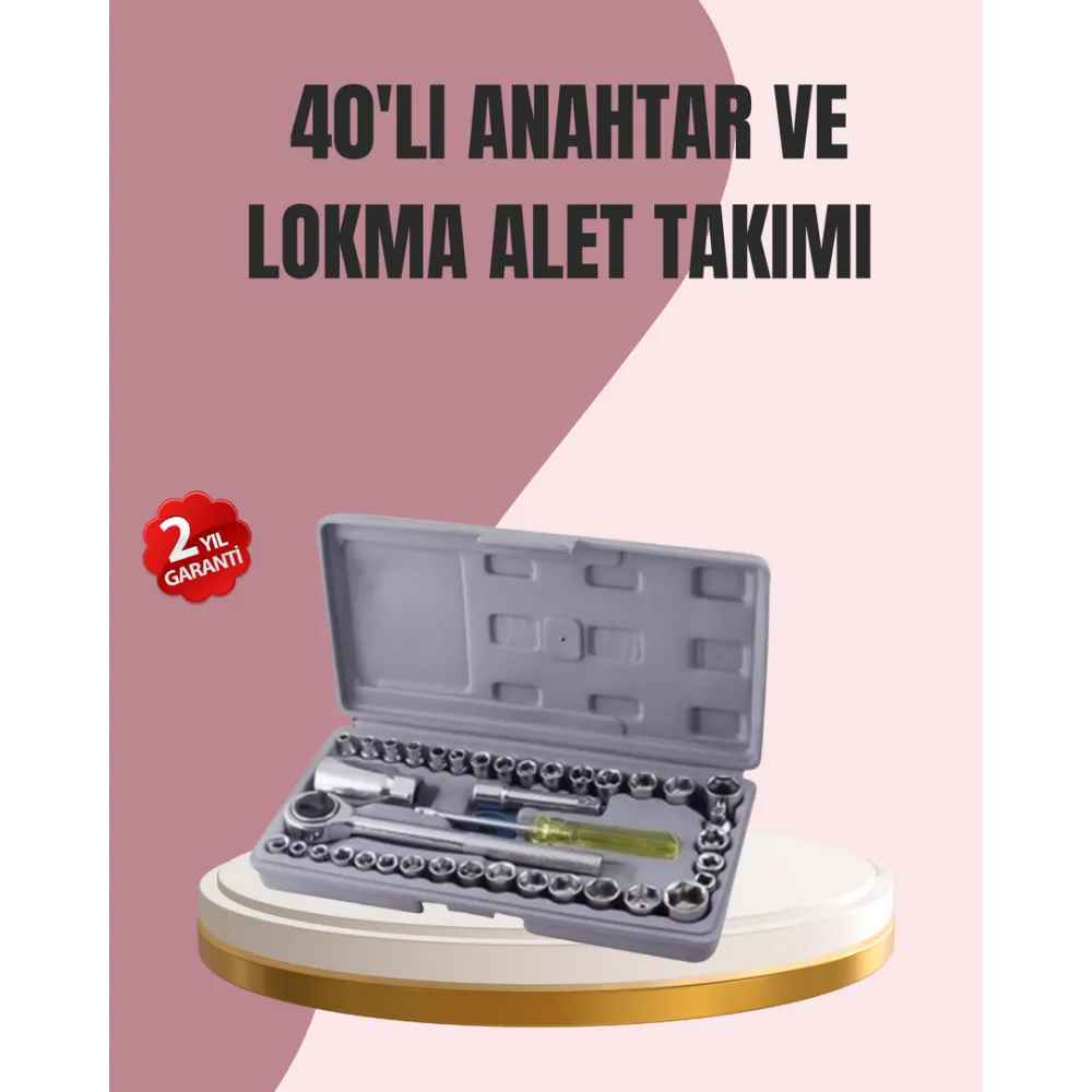 Otomotiv Ve Ev Kullanımı İçin 40 Parça Lokma Anahtar Seti Taşıma Çantalı