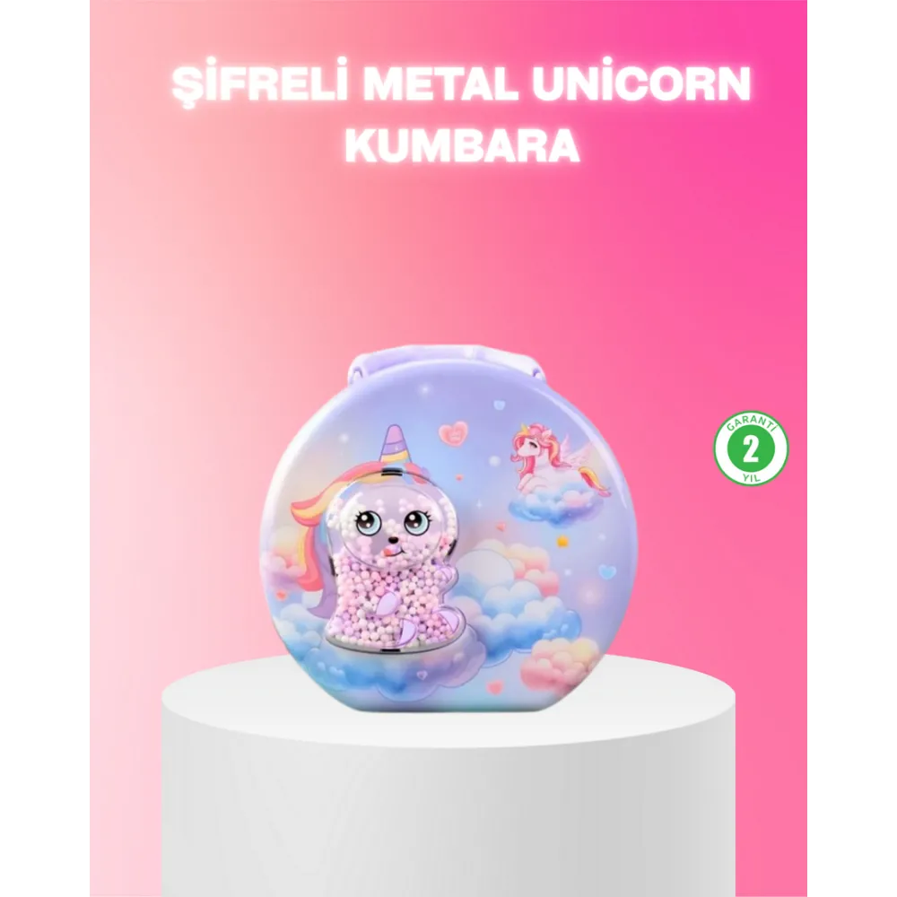 Şifreli Çocuk Para Kasası Metal Gövdeli Güvenli Kutu