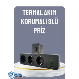Anahtarlı Çoklu Priz 3 Usb 1 Type-C Hızlı Şarj Destekli