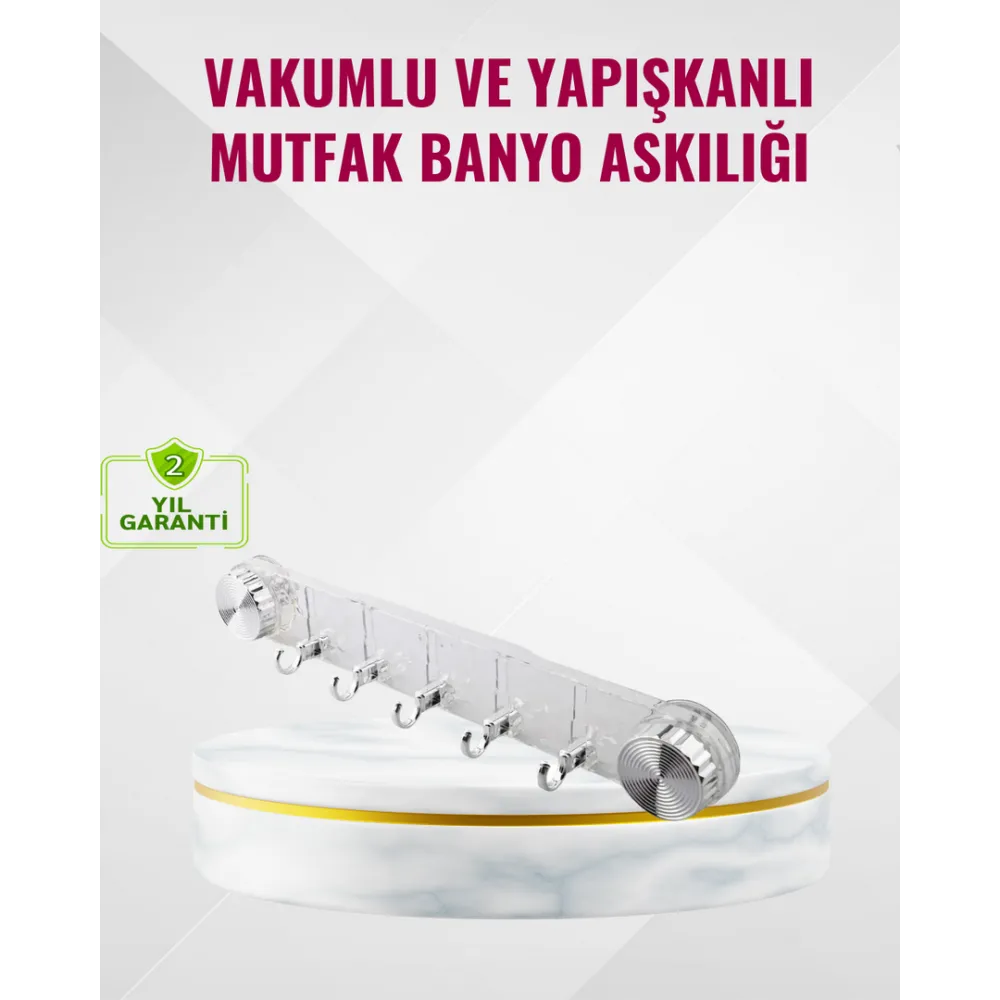 Duvar Tipi Vakumlu Askılık Şeffaf Orta Tasarımlı