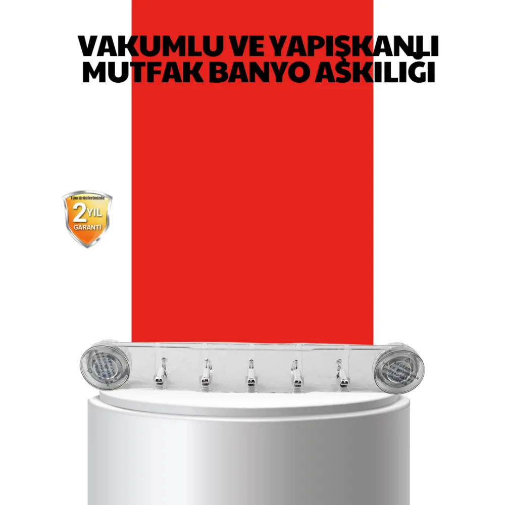 Vakumlu Ve Yapışkanlı Mutfak Banyo Askılığı 5 Bölmeli Pratik Düzenleyici