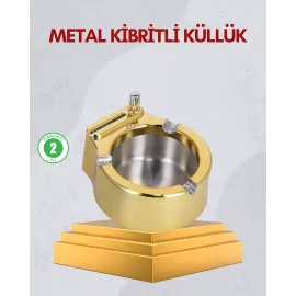 Paslanmaz Çelik Küllük Çakmaklı Masa Üstü Kullanım