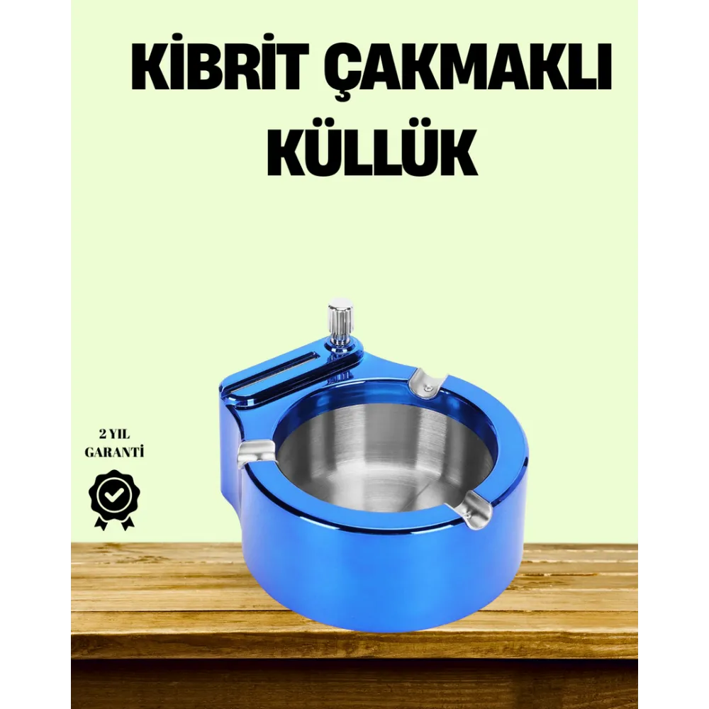 Çakmaklı Küllük Paslanmaz Çelik Şık Masa Aksesuarı