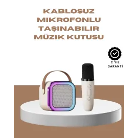 Bluetooth Karaoke Mikrofon Ve Hoparlör Seti Taşınabilir