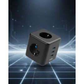 Elektronik Cihazlar İçin Akım Korumalı 3 Prizli Usb’Li Küp Priz