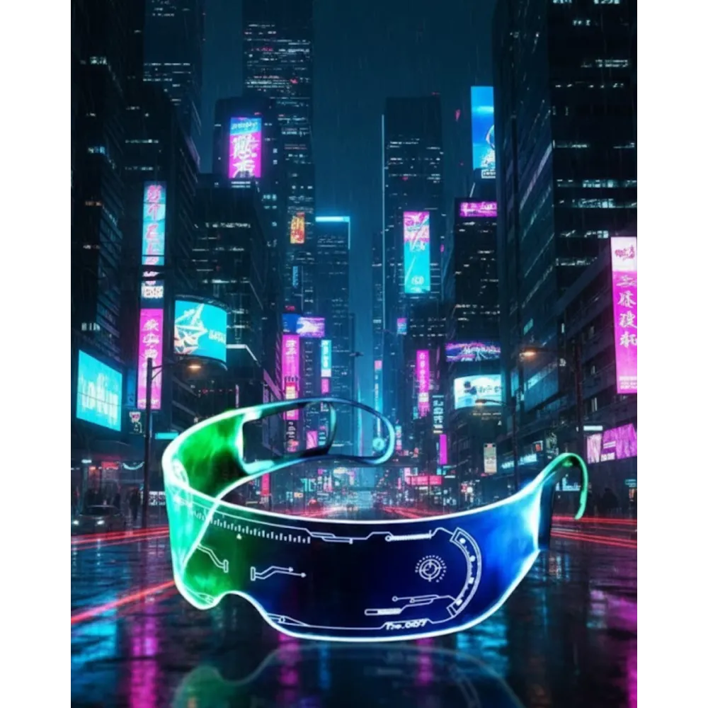 Aydınlatmalı Led Parti Gözlüğü Çok Renkli Modlu Cyberpunk Tasarım