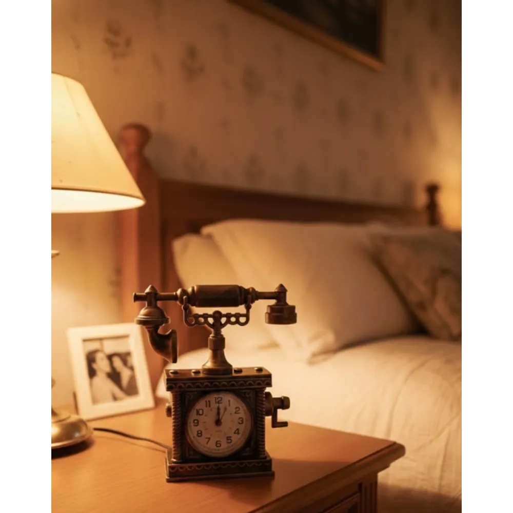 Zn8808B Telefon Şeklinde Çalar Saat Bronz