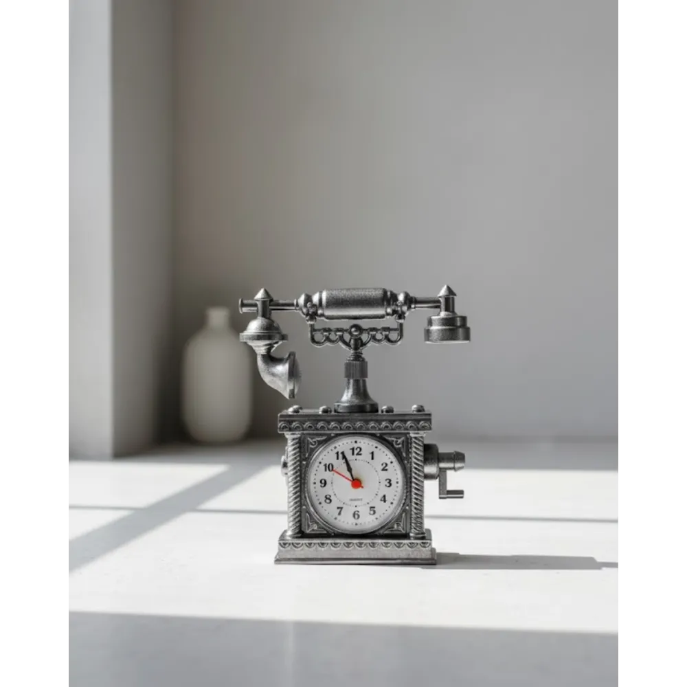 N8808B Telefon Şeklinde Çalar Saat Gümüş