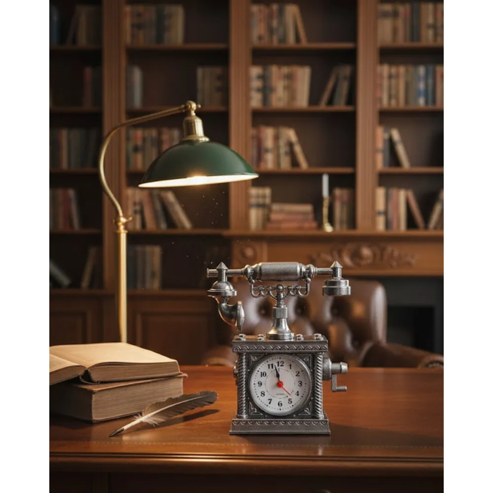 Klasik Telefon Görünümlü Masaüstü Saat Ve Alarm