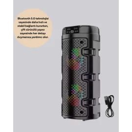 USB, SD Kart ve AUX Girişli Taşınabilir Hoparlör