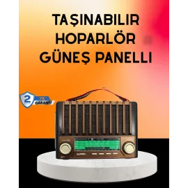 Solar Şarjlı Taşınabilir Radyo Bluetooth Hoparlör USB SD Destekli