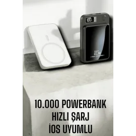 22.5W Magsafe Kablosuz Şarjlı Powerbank Dijital Ekran ve Hızlı Şarj