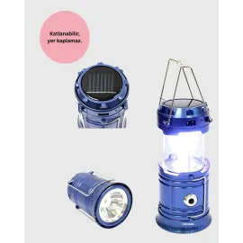Güneş Enerjili Katlanabilir Kamp Feneri – USB Şarjlı, Hafif ve Çok Fonksiyonlu