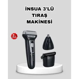 İnsua 3’Lü Tıraş Makinesi – 3 Farklı Kesim Başlığı, Güçlü Motor, 60 Dakika Kullanım