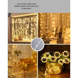 3X3 Perde Led Işık Şelale Model Özel Gün Dekoratif Aydınlatma