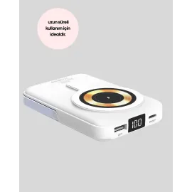 Lcd Göstergeli Manyetik Powerbank Type C Usb Girişli