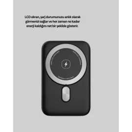 Lcd Ekranlı Kablosuz Powerbank Type C Ve Usb Çıkışlı