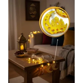 Dekoratif Minareli Hilal Led Işık Metal Gövdeli Ramazan Aydınlatma