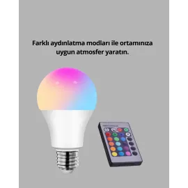 Renk Değiştiren RGB LED Ampul 16 Renk Uzaktan Kumandalı 2025 Model
