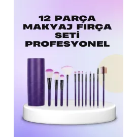 Ergonomik Saplı Fiber Kıllı 12'li Makyaj Fırça Takımı Göz ve Ten Makyajı İçin Uygun