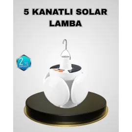 5 Kanatlı Solar Kamp Lambası – USB Şarjlı, Taşınabilir, IP65 Su Geçirmez Bahçe Lambası