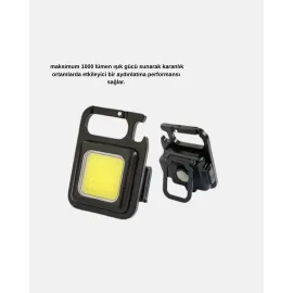 LED Mini Anahtarlık Fener – 1000 Lümen Güçlü Işık ve USB Type-C Şarjlı