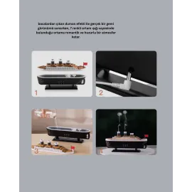 Ultra Sessiz Titanik Gemi Led Işıklı Aroma Difüzörü Oda Nemlendirici