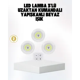 Kablosuz Gün Işığı 3’lü LED Spot Lamba Kumandalı