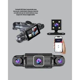 4 Kameralı Araç İçi Kamera 1080P Gps Takip Wifi Gece Görüşlü