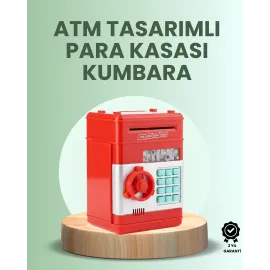 Kırmızı ATM Kasa Tipi Para Biriktirme Kumbarası