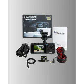 3 Kameralı Araç İçi Dvr Kayıt Cihazı  Ön İç Arka Kamera Full Hd