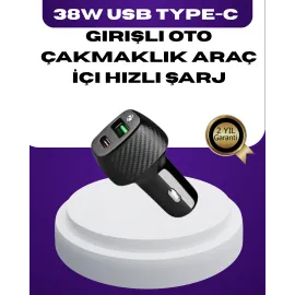 38W Çift Çıkışlı Araç Şarj Cihazı – Type-C ve USB PD Destekli