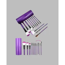 Ergonomik Saplı Fiber Kıllı 12'li Makyaj Fırça Takımı Göz ve Ten Makyajı İçin Uygun