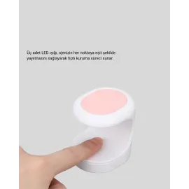 LED Mini Oje Kurutucu Taşınabilir Hızlı Kuruma Cihazı 3 LED Işıklı