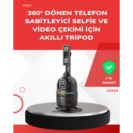 Yapay Zeka Destekli Yüz Takip Özellikli 360 Derece Dönen Masaüstü Telefon Sabitleyici