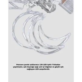 126 Led Yıldız Ay Figürlü Perde Işık Romantik Ambiyans