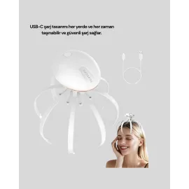 Elektrikli Kafa Masaj Cihazı 3 Modlu Usb-C Şarjlı Rahatlatıcı Masaj Aleti