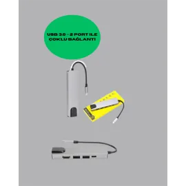 Alüminyum Gövdeli Type‑C Hdmi & Ethernet Adaptör – Tak & Çalıştır