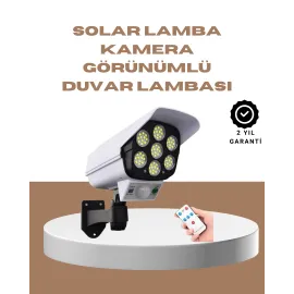 Güneş Enerjili Led Lamba + Güvenlik Kamerası Görünümlü– 5-8 M Hareket Algılamalı, Beyaz Işık