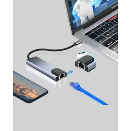 Alüminyum Kasalı Macbook Usb-C Hub – 4K Hdmi, Usb 3.0, Sd/tf Kart Girişi, Pd Şarj Desteği