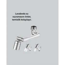 1080° Dönebilen Musluk Başlığı 2 Su Modlu Ayarlanabilir Esnek Tasarım