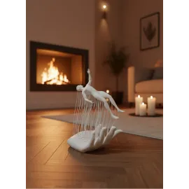 Dekoratif El Üzerinde İnsan Figürü Beyaz Minimal Sanatsal Biblo