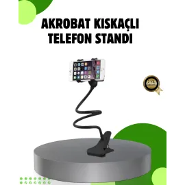 Akrobat Masaüstü Mandallı Telefon Tutucu 360 Derece Dönebilen