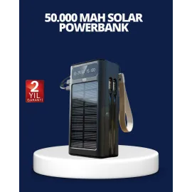 Güneş Panelli Powerbank Led Işıklı Taşınabilir Şarj Cihazı