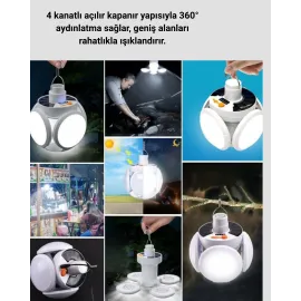 Pratik Katlanabilir Solar LED Aydınlatma Lambası