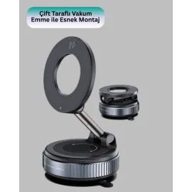 Güçlü Mıknatıslı Vakumlu Araç Telefon Tutucu Alüminyum Gövde