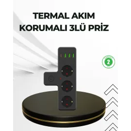 Masa Üstü Çoklu Priz Usb Ve Type-C Çıkışlı Güç Dağıtıcı